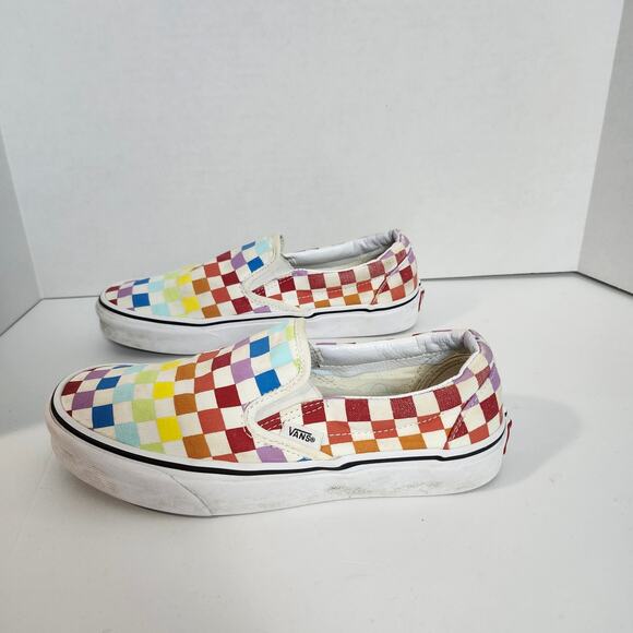 Vans Rainbow Checkered Canvas Slip-On Sneakers Sz US Men 6.5 / US Women 8 - Picture 2 of 6